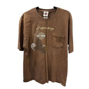 Vintage Harley-Davidson Men's XL Brown Route 66 Graphic T-Shirt Short Sleeve